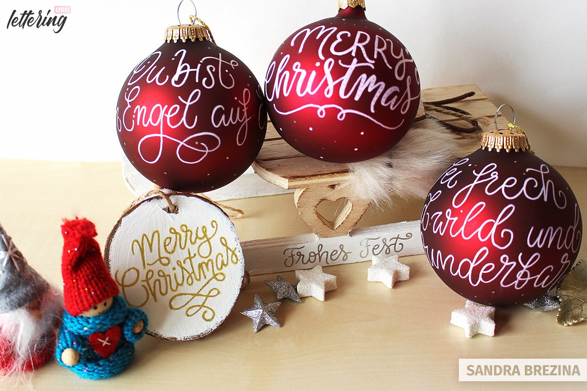 Lettered Christmas ornaments