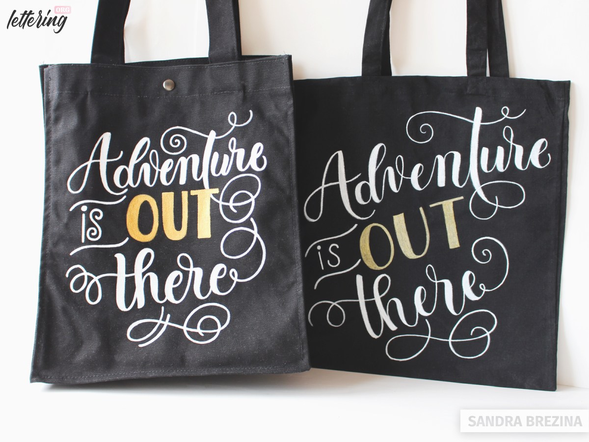 Be happy with your hand lettered cloth bag