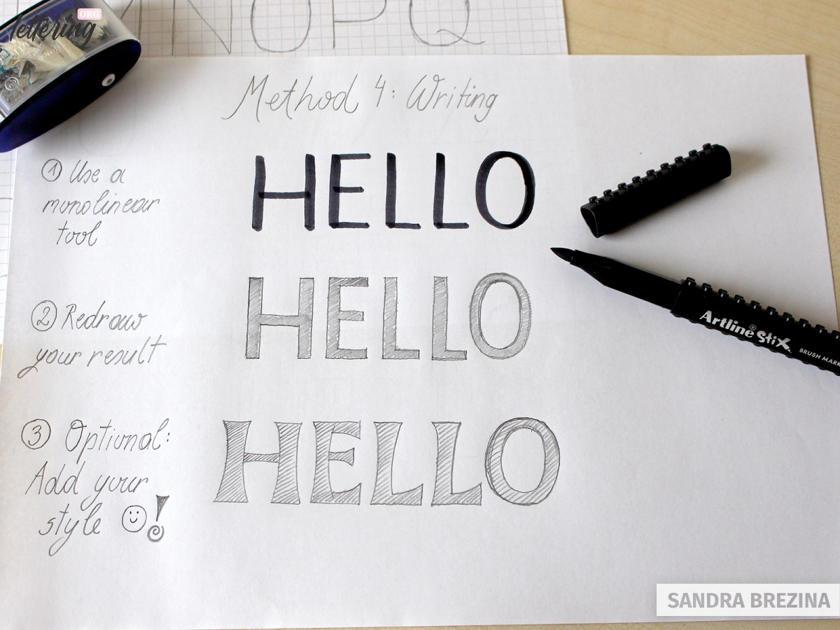 Use a brush marker for your block letters