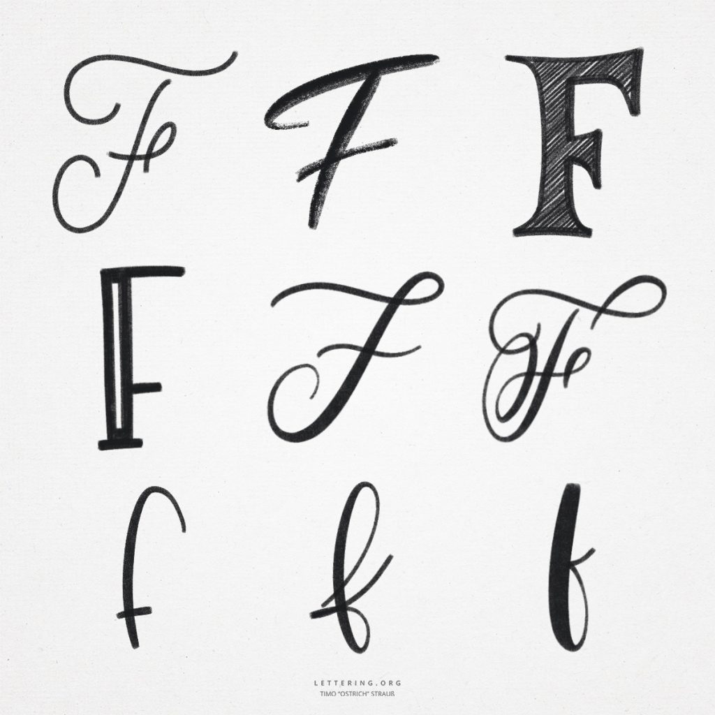 Hand lettering F 9 ways to draw a "F"