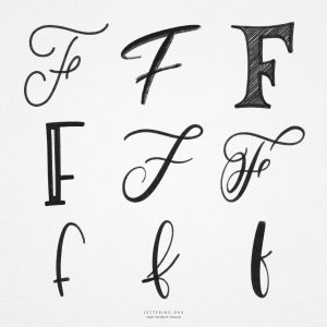 Hand lettering F | 9 ways to draw a 