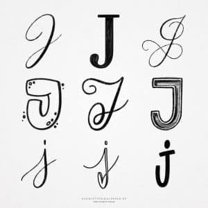 Hand lettering J | 9 ways to draw a "J"