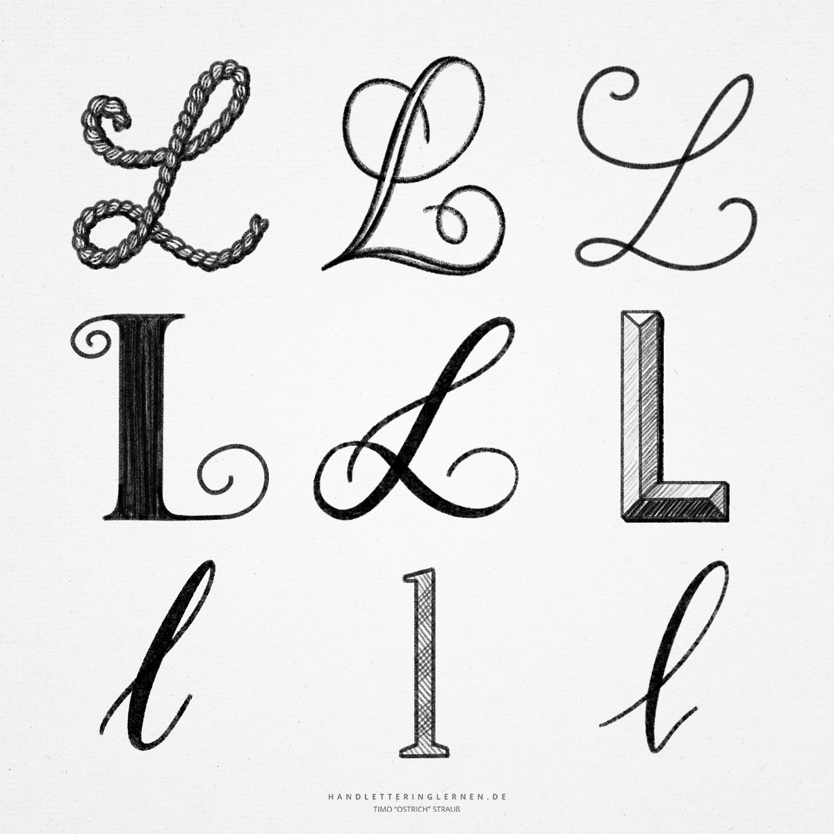 Hand lettering L 9 ways to draw a "L"